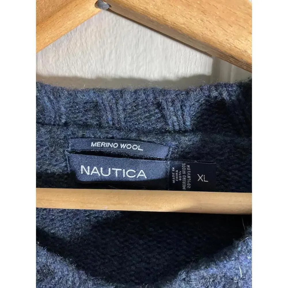 Nautica Merino Wool Men's V-Neck Sweater in Classic Blue XL